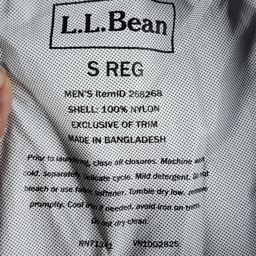 LL Bean Nylon Waterproof Rain Pants Mens Small Regular Black Ripstop  268268